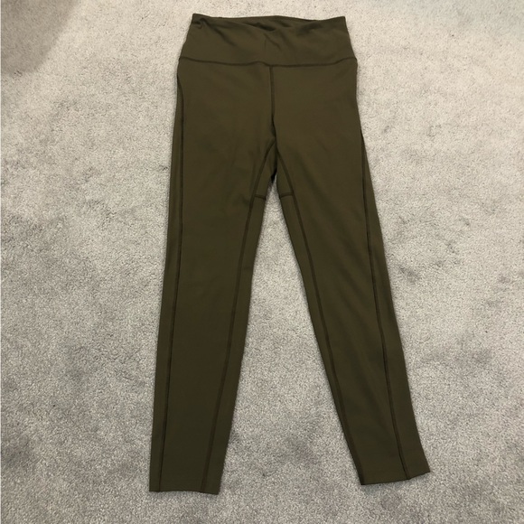 Mono b Olive Green Stretchy Lightweight Leggings with hidden Front Waist Pocket - Picture 3 of 7
